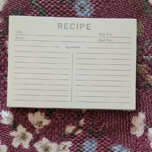 Elegant Recipe Card Set - White